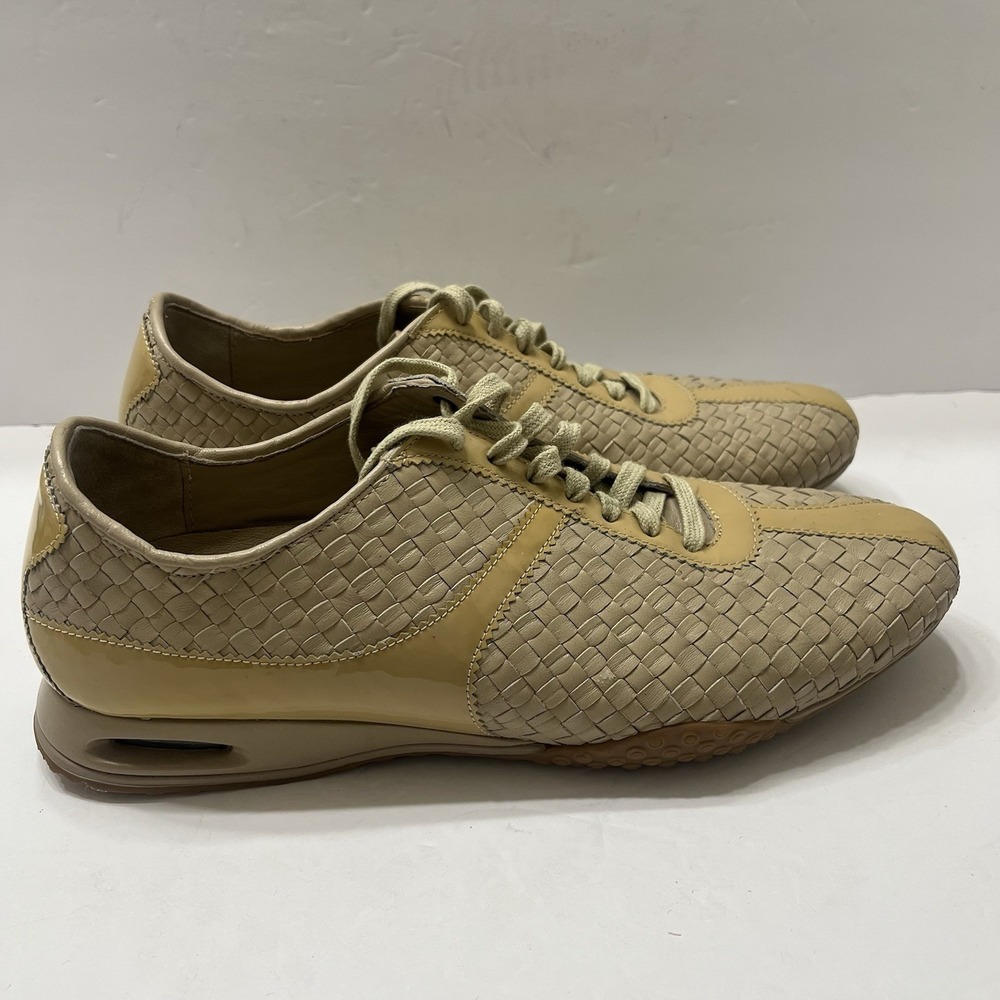 Cole Haan Sneakers Beige Basket Weave 10.5B Lace-Up Low-Top NikeAir Heel